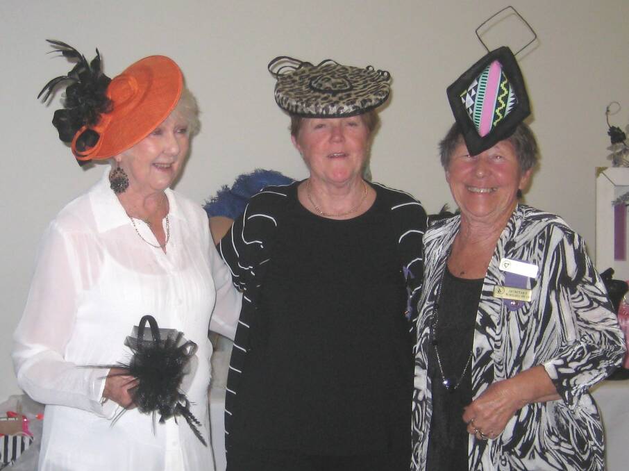 BEST FASCINATORS: Dianne Rogers, Denise McKenna and Maureen Wade show of their best headwear at a previous race day. 