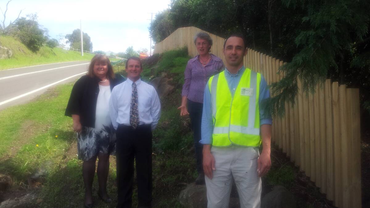 WORK BEGINS: Matt Tay (front) from the Milton Shared Pathway Working Group, together with Ward Three Shoalhaven City Councillors Patricia White, Mark Kitchener and Amanda Findley celebrated the start of the pathway from Milton to Mollymook last week.