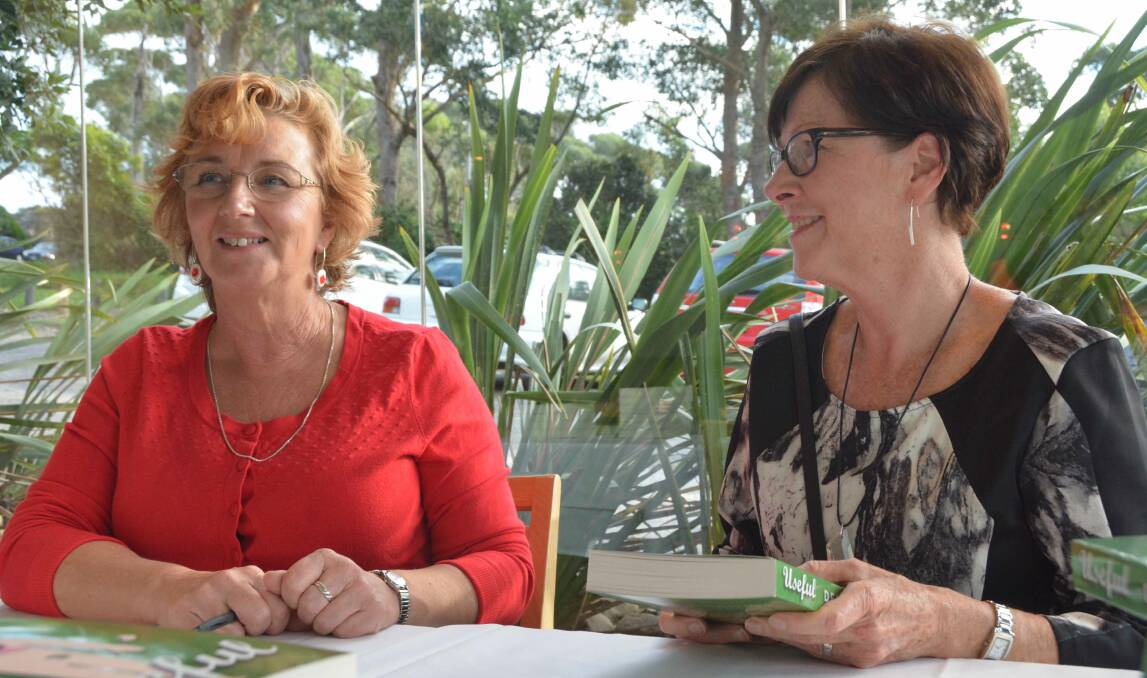MOUTHWATERING SCRIPTS: Co-creator and head writer of hit TV series Offspring Debra Oswald took a Bannisters long-table lunch audience including Di Reeves (right) from Mollymook backstage in her life as she promoted her latest work Useful. 