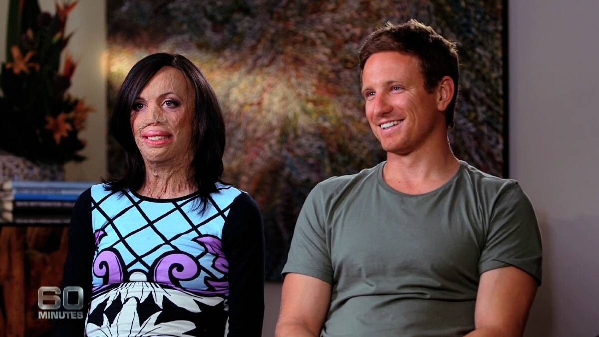 Turia Pitt pictured with partner Michael Hoskin.