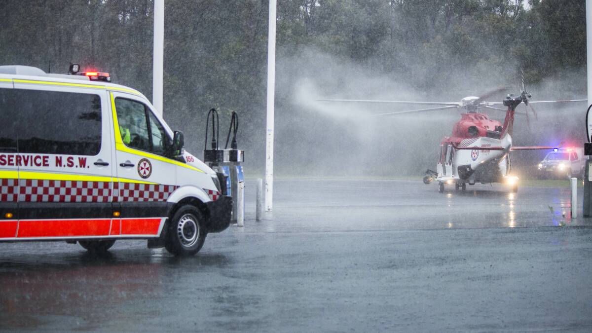 An Ambulance Rescue Helicopter transferred an Ulladulla woman to St George Hospital  where she later died from head injuries. Photo by Rohan Mason.