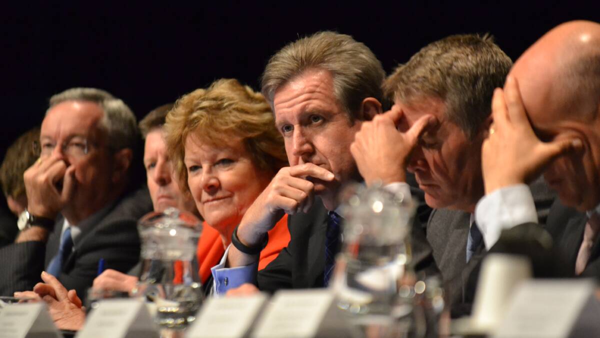 Former Premier Barry O’Farrell pictured in Nowra in November last year during the Community Cabinet Meeting.