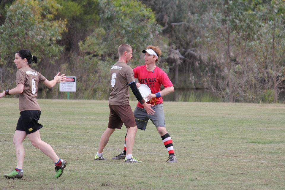 GOOD HUSTLE: Huddy (right) in the offensive during a game of ultimate frisbee.