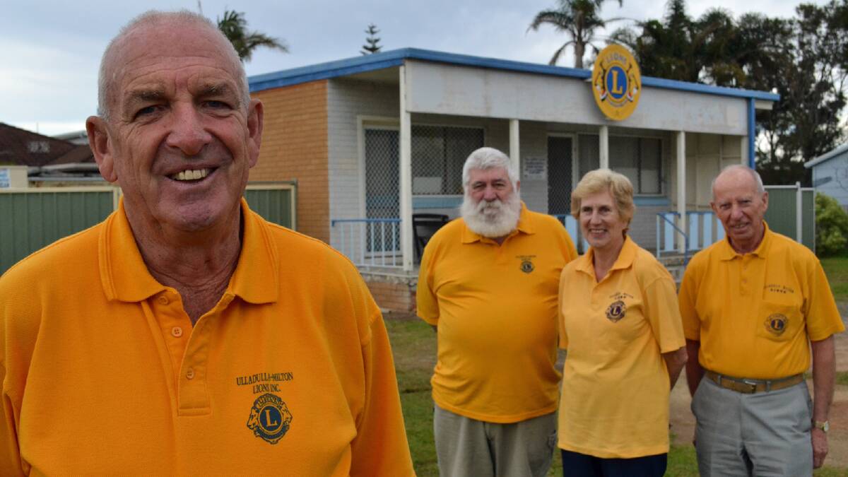 MOVE IMMINENT: Ulladulla-Milton Lions Club president Brian Thompson (left) with past presidents Greg Best and Christine and Michael Hollott outside the Burrill Lake den which will be demolished within two years to make way for a new bridge.