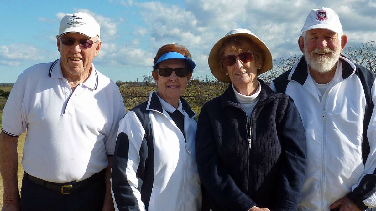 Milton Ulladulla Croquet Club’s Golf Croquet Doubles winners George Emery and Moya Flynn, with runners up Phyllis Emery and George Timbs. 
