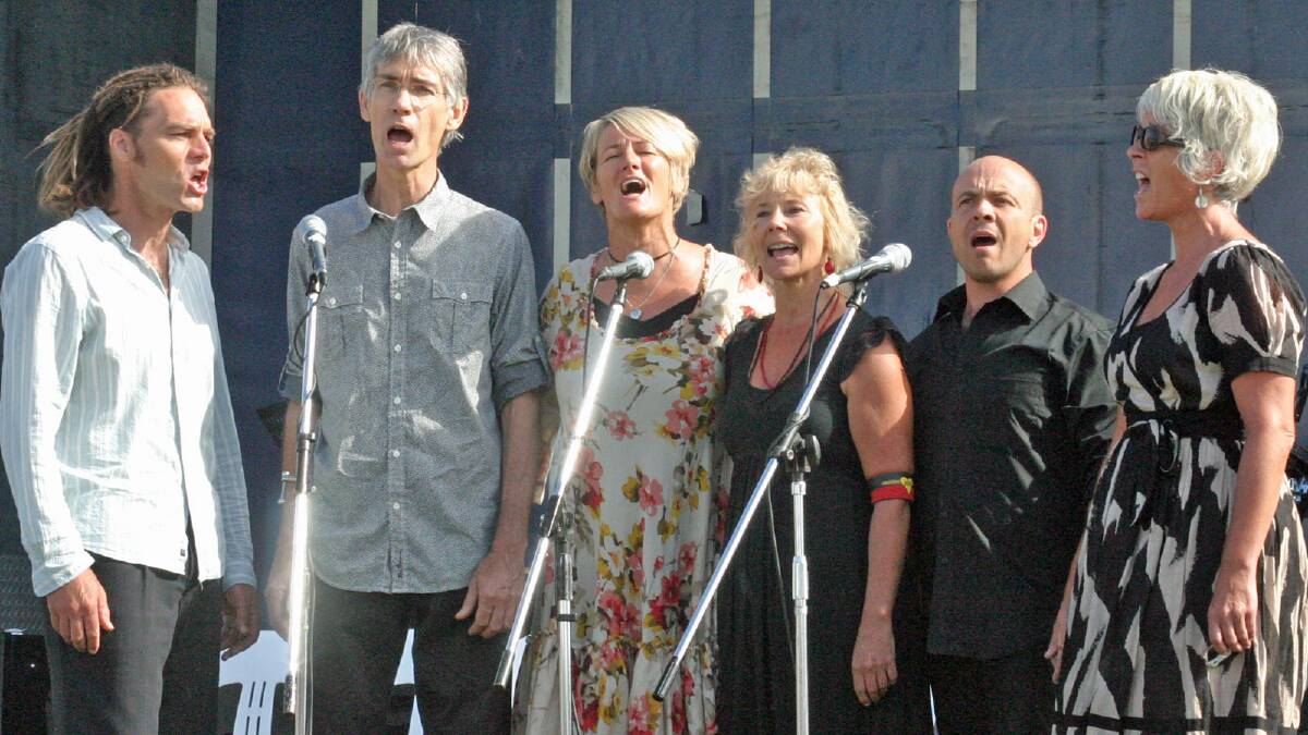 ON A SONG: Glorious MUDsingers members Hamish Richardson, Rod Williams, Cheryl Cater, Sarah Butler, David Penny and Tina Broad were part of the colour and excitement of last year’s Australia Day festivities as they sang the national anthem, and music will again feature strongly in the day’s celebrations.