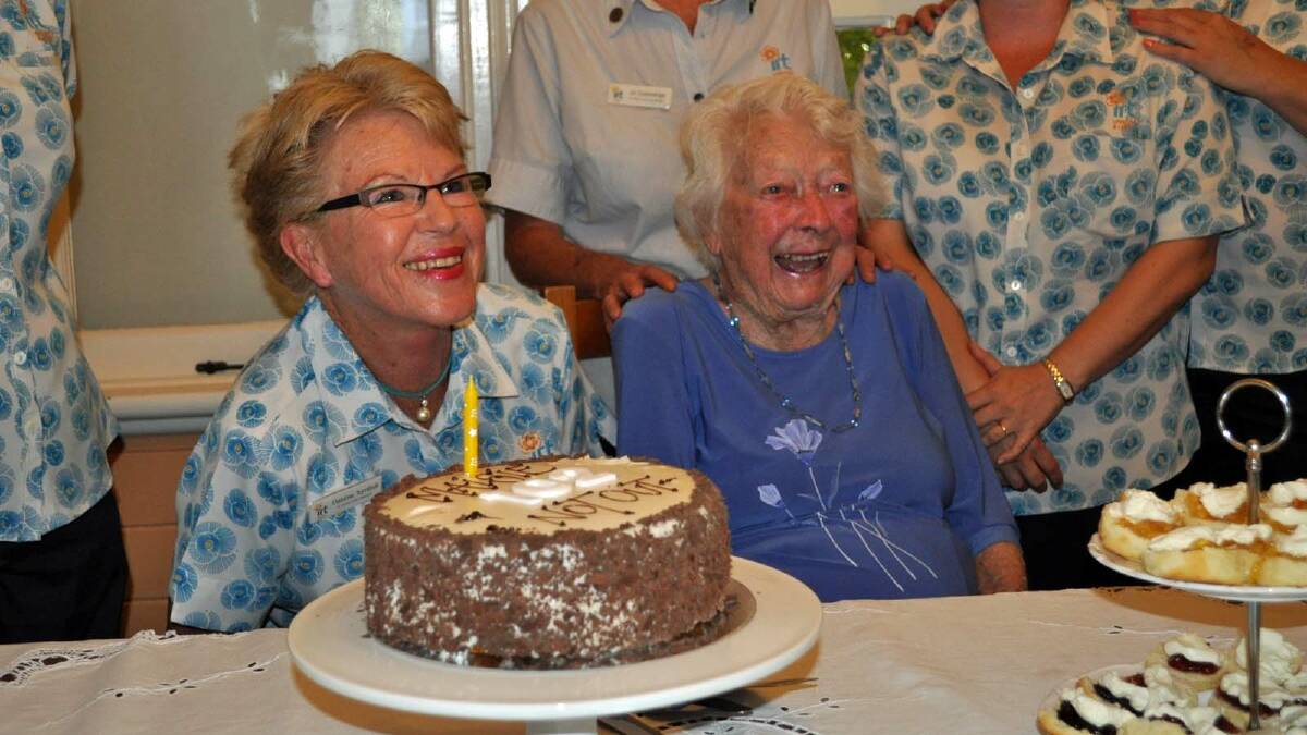 BIRTHDAY GIRL: Maisie Evans celebrated 102nd birthday with Debbie Turnbull at Milton Ulladulla Bed and Breakfast on Thursday. 