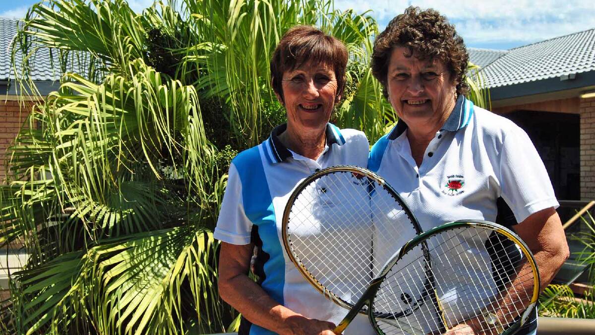 TWO FOR TENNIS: Val Crook and Wendy OBrien enjoyed representing New South Wales in the Australian Seniors Tennis Tournament held in Hobart.