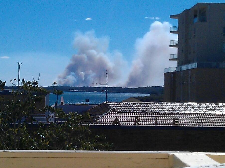 The fire from the top of Ritz Centre, Port Macquarie, Saturday. Pic: Andrew Schmidtke