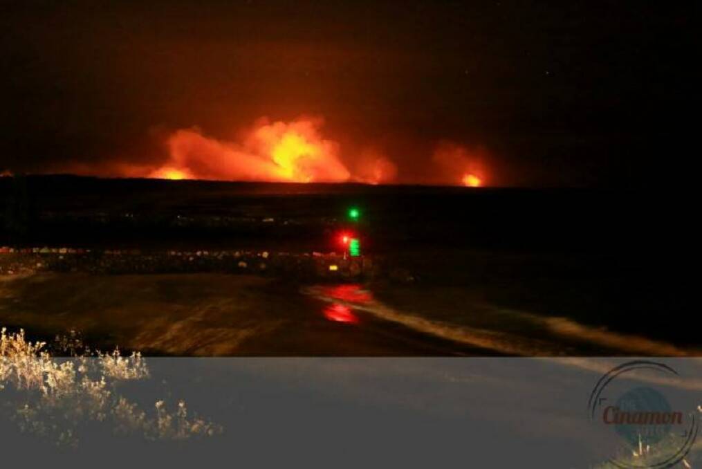 Maria River Rd fire from Town Beach on Saturday night. Pic: Cinamon Laughton