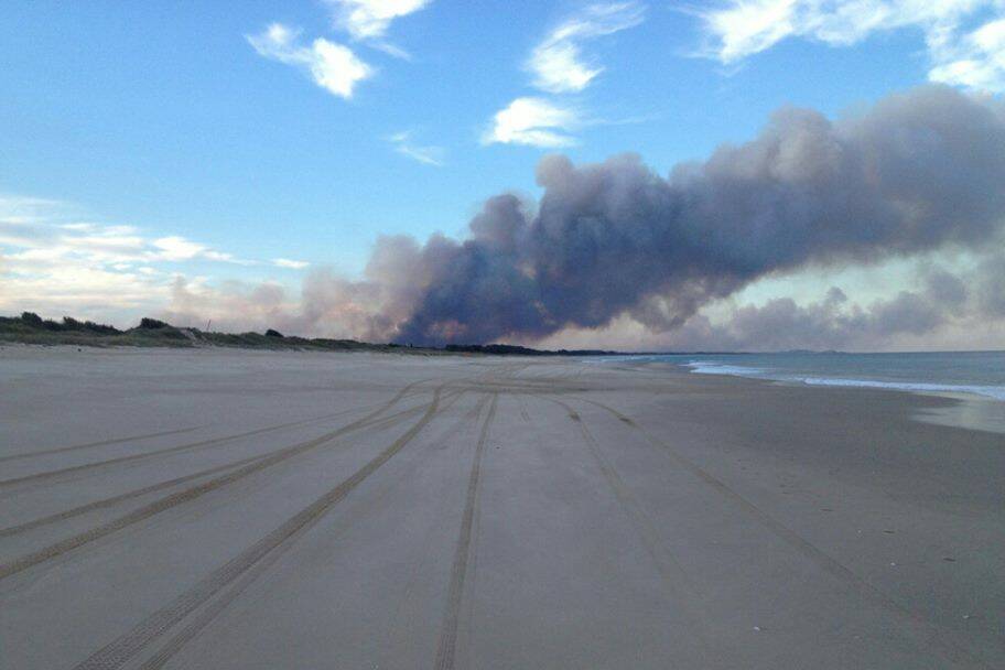 Fires over Port Macquarie's north shore, taken on the beach going up to Point Plomer. Photo: Courtesy of Brittany James' partner, Shaun.