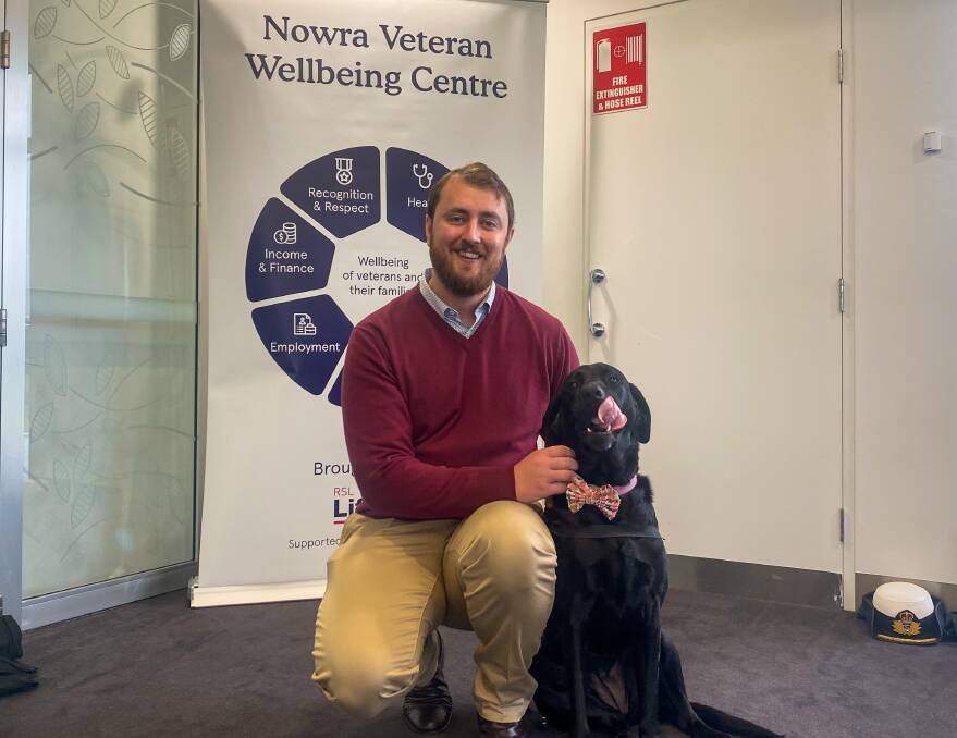 VETERANS SUPPORT: RSL LifeCare Veteran Support Coordinator Kane Hall said his support dog Gracie has helped him open up after serving in Afghanistan.
