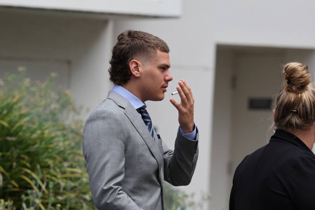 Zayne Taki leaving Wollongong courthouse in January. Picture by ACM