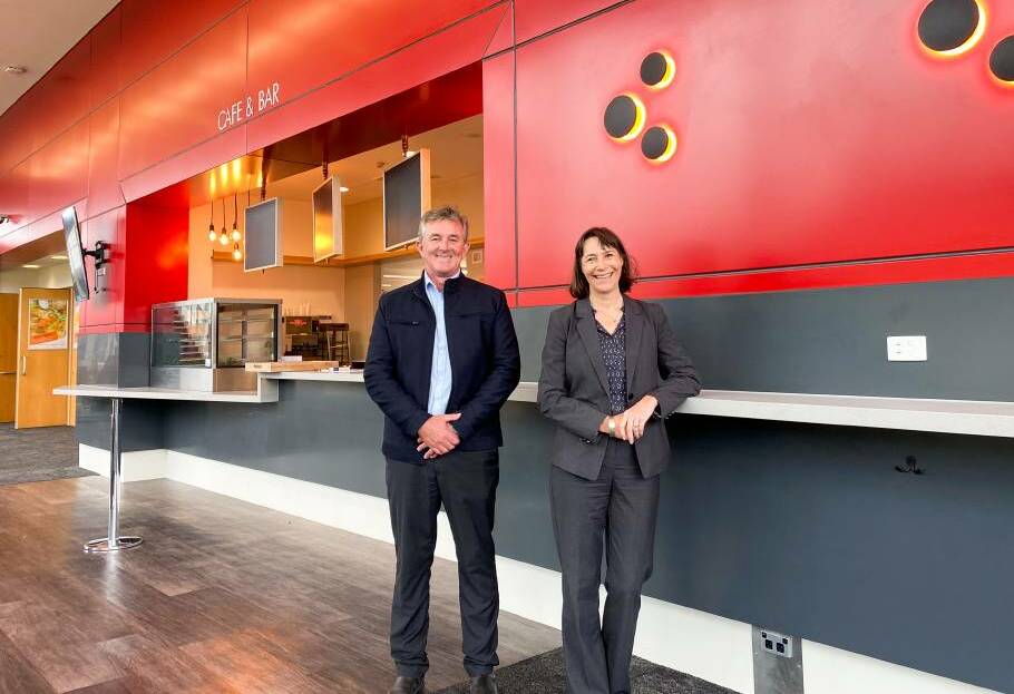 SHOW BUSINESS: Shoalhaven City Council Manager of Building Services Gary George and Director for City Lifestyles Jane Lewis at the entertainment centre in May after renvoations were completed. File image.