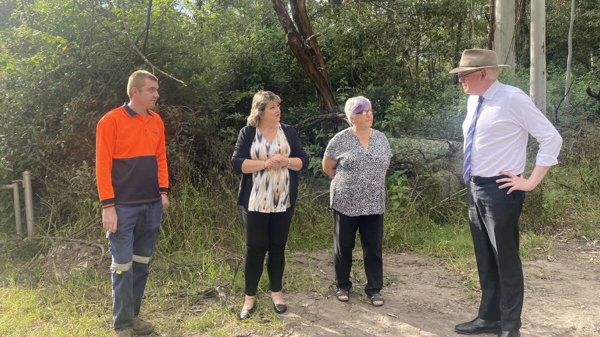 CALLS FOR A CLEAN UP: Ward One candidates Leonard White, Serena Copley and Francoise Sikora showed Kiama MP Gareth Ward the run down site on Wednesday morning. Image: Grace Crivellaro