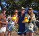 Sarah Chenhall, Tracy Gibson, Marine Rescue NSW volunteer John Bromage and Lisa Frieble at the Jervis Bay duck derby. Image: Grace Crivellaro.