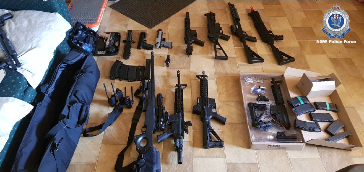 A cache of gel blasters seized from a home near Bathurst in 2020. Picture NSW Police 