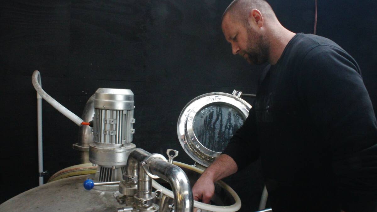 Mr White during the brewing process of his award winning No Stout About It Imperial stout.