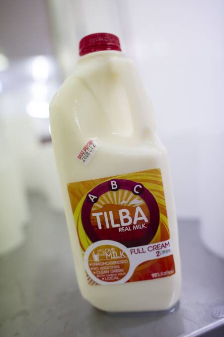 Tilba Real Dairy's first ever bottle of milk, and first milk label.
Picture: supplied