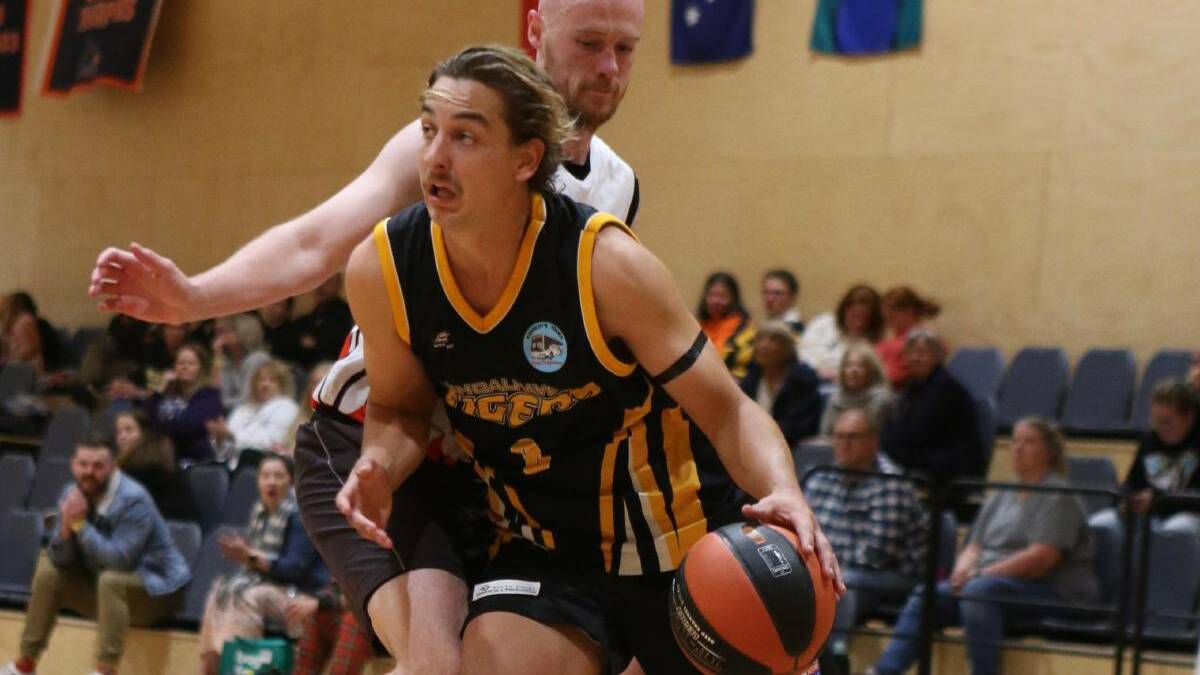 DOUBLE HEADER: Shoalhaven Tigers' Bruce Ozolins attacks the hoop during the 2021 Waratah League season. Photo: Robert Crawford