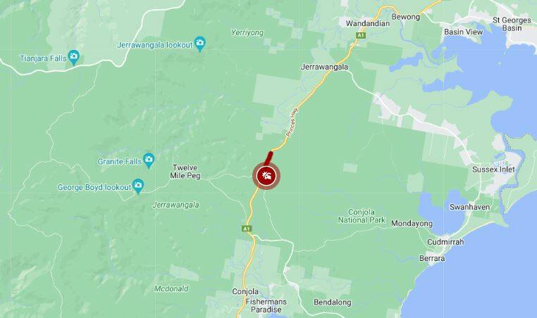 ROAD CLOSED: Princes Hwy is closed in both directions, after a two-vehicle crash at Twelve Mile Peg, north of Conjola.