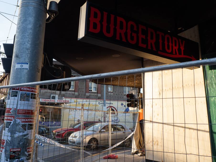 The exterior of Burgertory Caufield after the fire. (Photo by Alex Zucco / SOPA Images/Sipa USA)