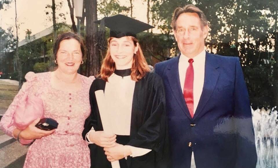 Federal Member for Gilmore, Fiona Phillips, pictured on graduation day with parents Evon and Richard Boyd (both deceased).