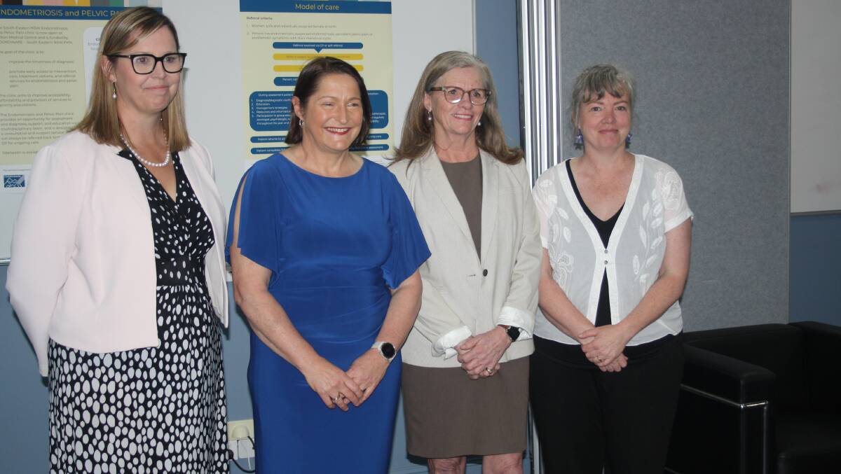 Pictured at the opening on the South-Eastern NSW Endometriosis and Pelvic Pain Clinic are South Eastern NSW Primary Health Network CEO Prue Buist, Federal Member for Gilmore Fiona Phillips, Dr Amanda Venables and clinical nurse leader Susan Wilford. Picture by Glenn Ellard.