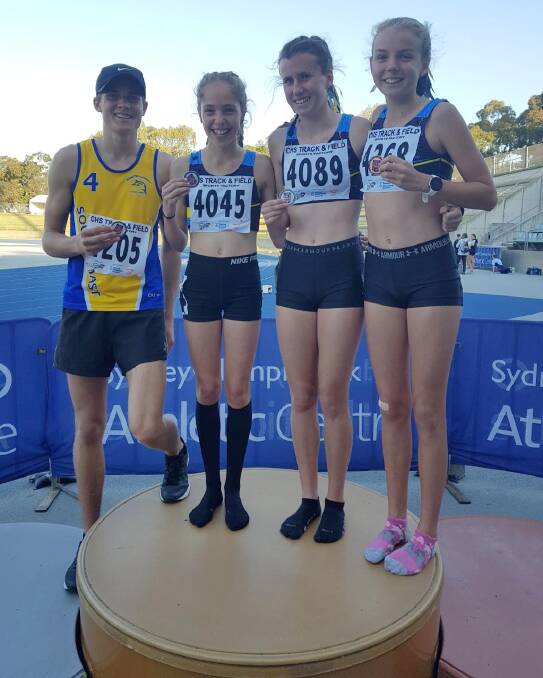 PODIUM FINISHERS: Ulladulla High School's Harm Schaap, Ella Colusso, Olivia Greenhalgh and Lily Winward with their state medals. Photo: SUPPLIED