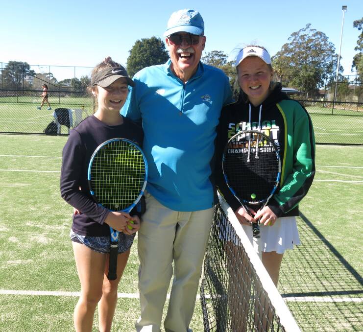 Top weekend: Natasha Phillips-Edgar, Sophie Mcdonald and tournament referee Gordon Munro, were all smiles at the Bronze level NSW Junior tournament in Ulladulla.