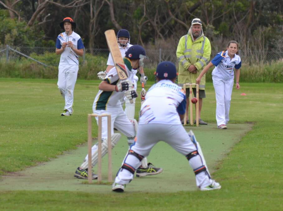 READY FOR THE NEW SEASON: Ulladulla United's Casey Dorrell bowls against Shoalhaven Ex-Servicemen's last season, with wicket-keeper Ryan Geerlings standing behind the stumps.
