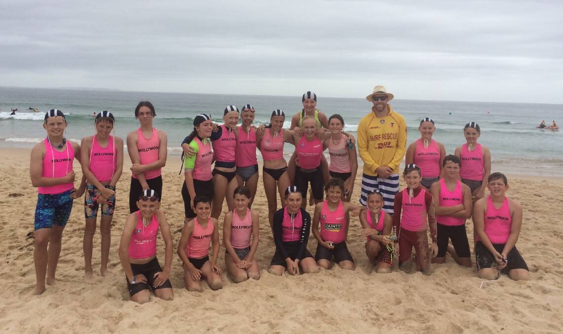 Ready to go: Nippers representing Mollymook Surf Life Saving Club under the guidance of the club's Junior Activities Co-ordinator Tony Ireland.