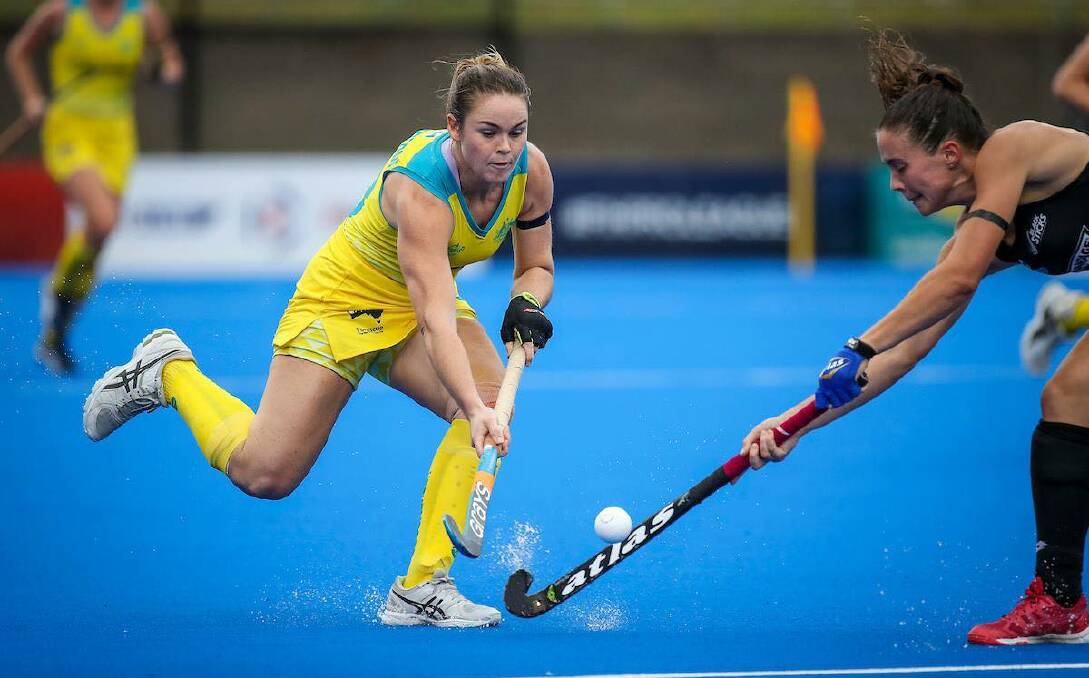 Kalindi Commerford tries to win possession against New Zealand. Photo: HOCKEY AUSTRALIA