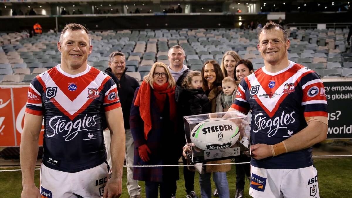 Kiama's Josh and Brett Morris were honoured by the NRL on grand final day. Photo: Roosters Media