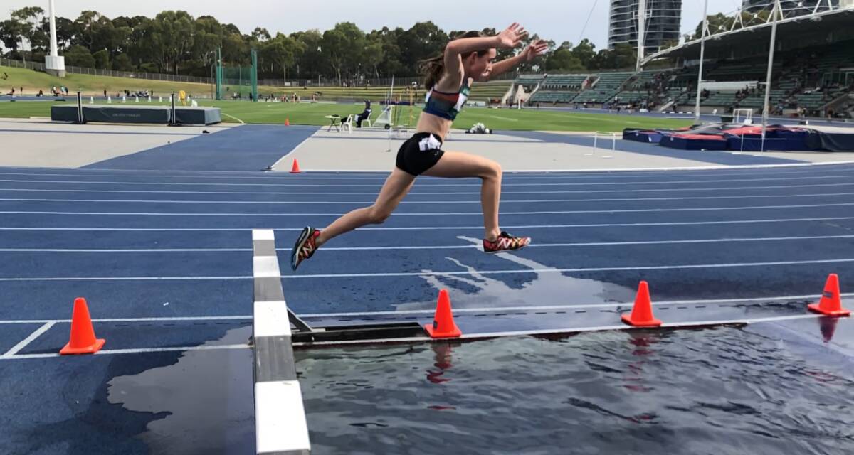 Hailey D'Ombrain competes in the steeplechase during the Trelor Shield at Sydney. Photo: SUPPLIED