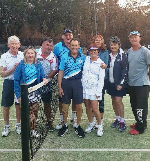 Winners, but only just: Ulladulla players John, Maureen, Leon, Alan, Herbie, Pauline, Lynne, Val, Kevin at the Interclub match with Batemans Bay.