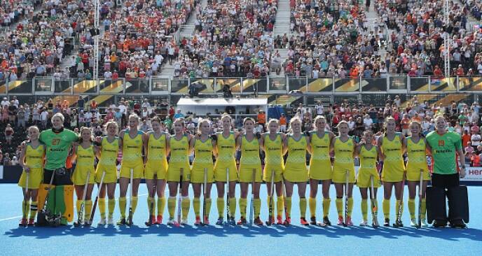 The Hockeyroos team at the recent World Cup in London. Photo: HOCKEY AUSTRALIA