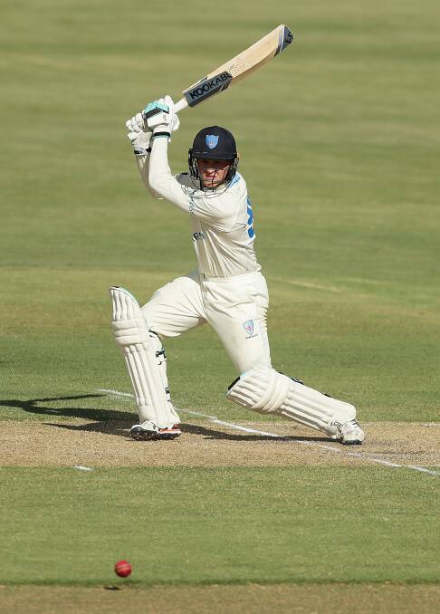 Matthew Gilkes plays a shot for the Blues during the 2019/20 Sheffield Shield season. Photo: CNSW