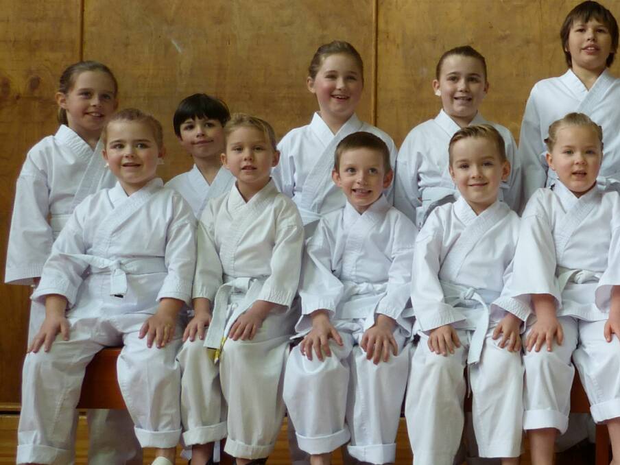 Never too young: Some of the keen junior white belts who train at Sakura Bana Budo martial arts.