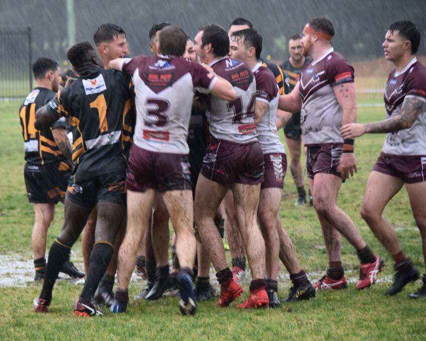 Tempers flared both on and off the field at Flinders on Sunday. No player has been implicated in the off-field brawl. Photo: Courtney Ward