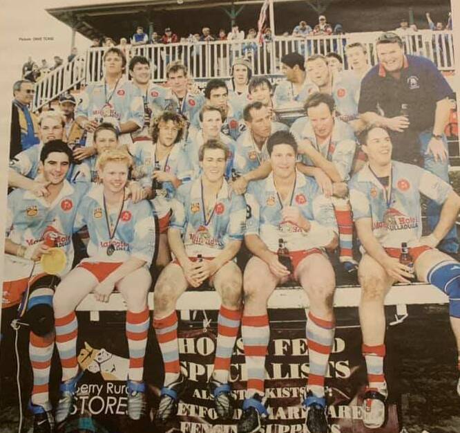 Justin Holbrook (middle row, far right) and his 2004 Group Seven premiership winning Milton-Ulladulla Bulldogs side. Photo: SUPPLIED