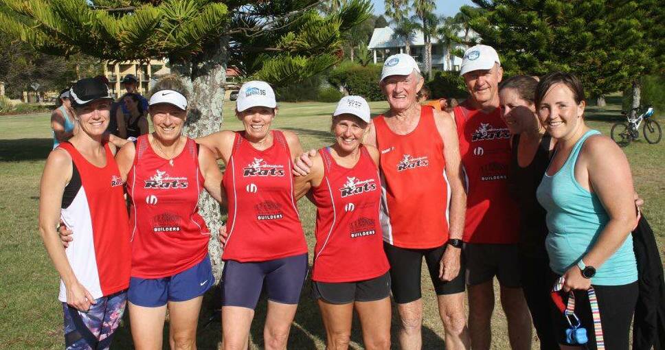 Go Ken!: RATS with lifelong member Ken Saunders (fourth from right), who took out the 85 to 89 years event at the Gold Coast 10km Classic.