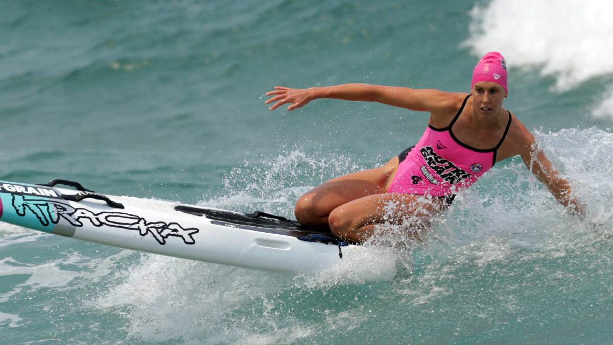 Kirsty Higgison balances herself on the board during this year's ironperson series. Photo: SLSA