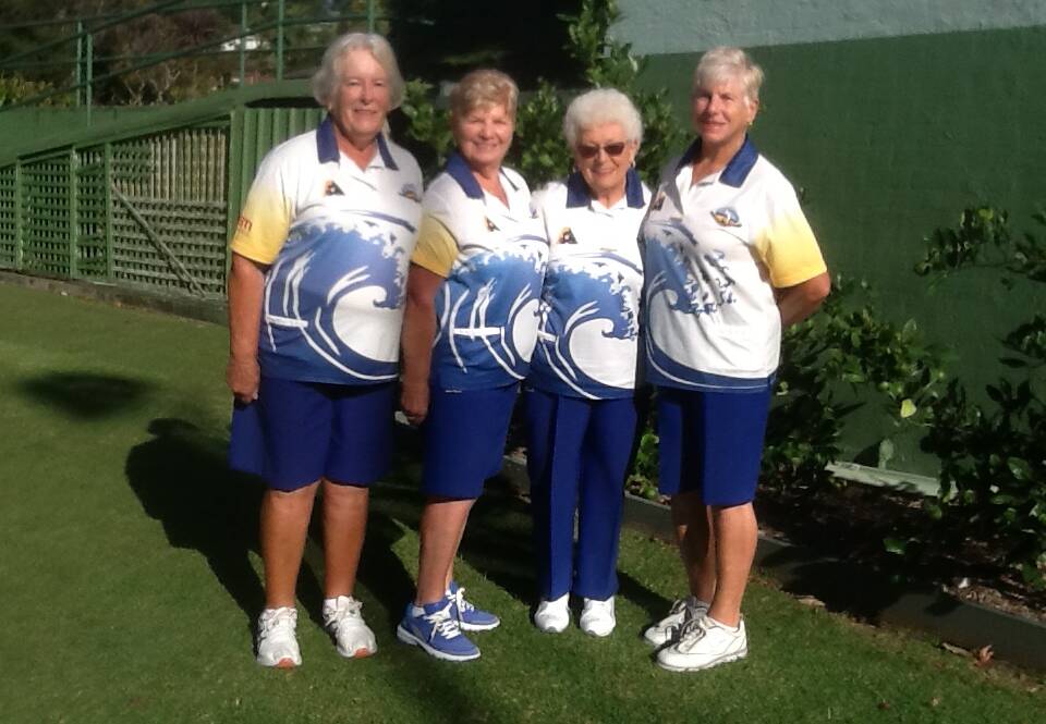 Finalists in the Mollymook Beach Women's Bowls Club Pairs competition.
Left to right-Winners Trish Moy and Denise Page with runners up Irene Wilson and Lyn Newton.