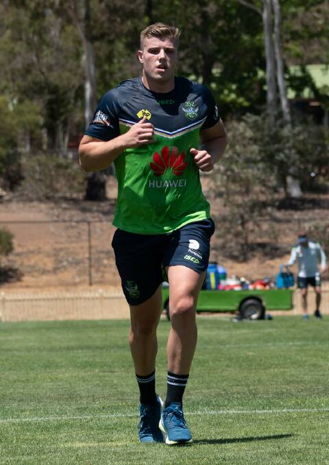 Jack Murchie during a recent training session with Canberra. Photo: Raiders Media