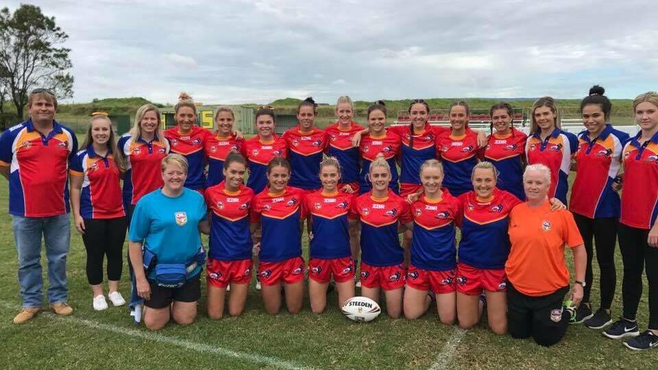 UNITY: The 2017 South Coast/Illawarra Warriors women's league tag squad that defeated the South West Razorbacks 20-4 at Ron Costello Oval.