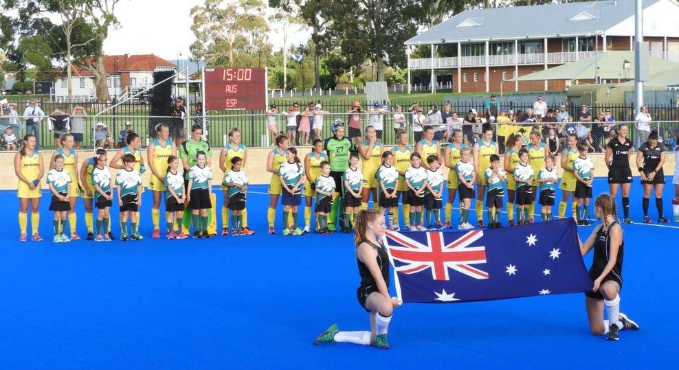 The Hockeyroos before the second Test match. Photo: HOCKEYROOS