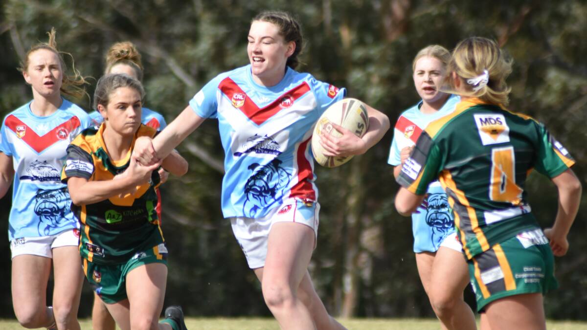 ON THE ATTACK: Milton-Ulladulla Bulldogs' Ally England makes the line during Saturday's match against the Stingrays of Shellharbour. Photo: SHARON DOWTON