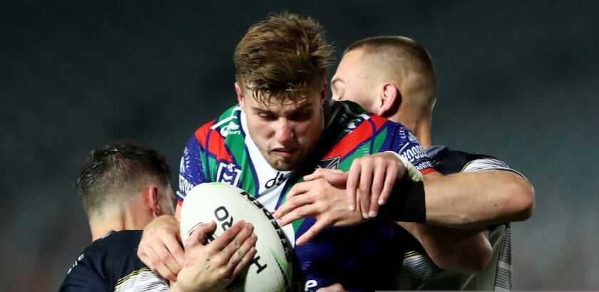 Jack Murchie takes a hit-up against the Cowboys on Friday night. Photo: Warriors Media