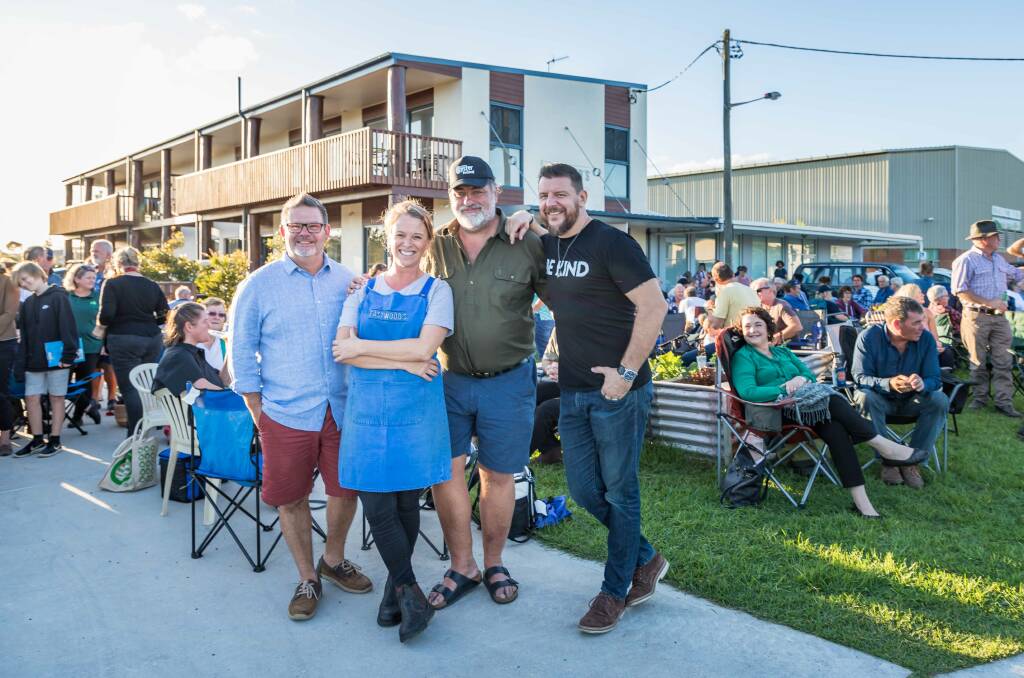 Kelly Eastwood at her establishment in Bermagui with former stars of the television series, Masterchef. Image: David Rogers